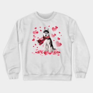 Husky Hearts Love Happy Valentine's Day Crewneck Sweatshirt